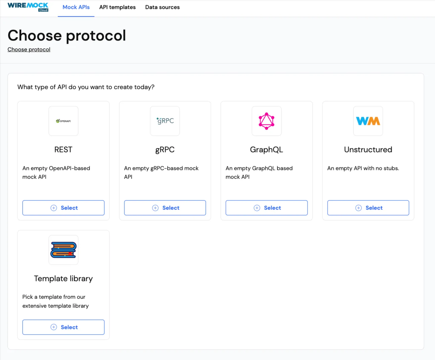 Choose protocol page
