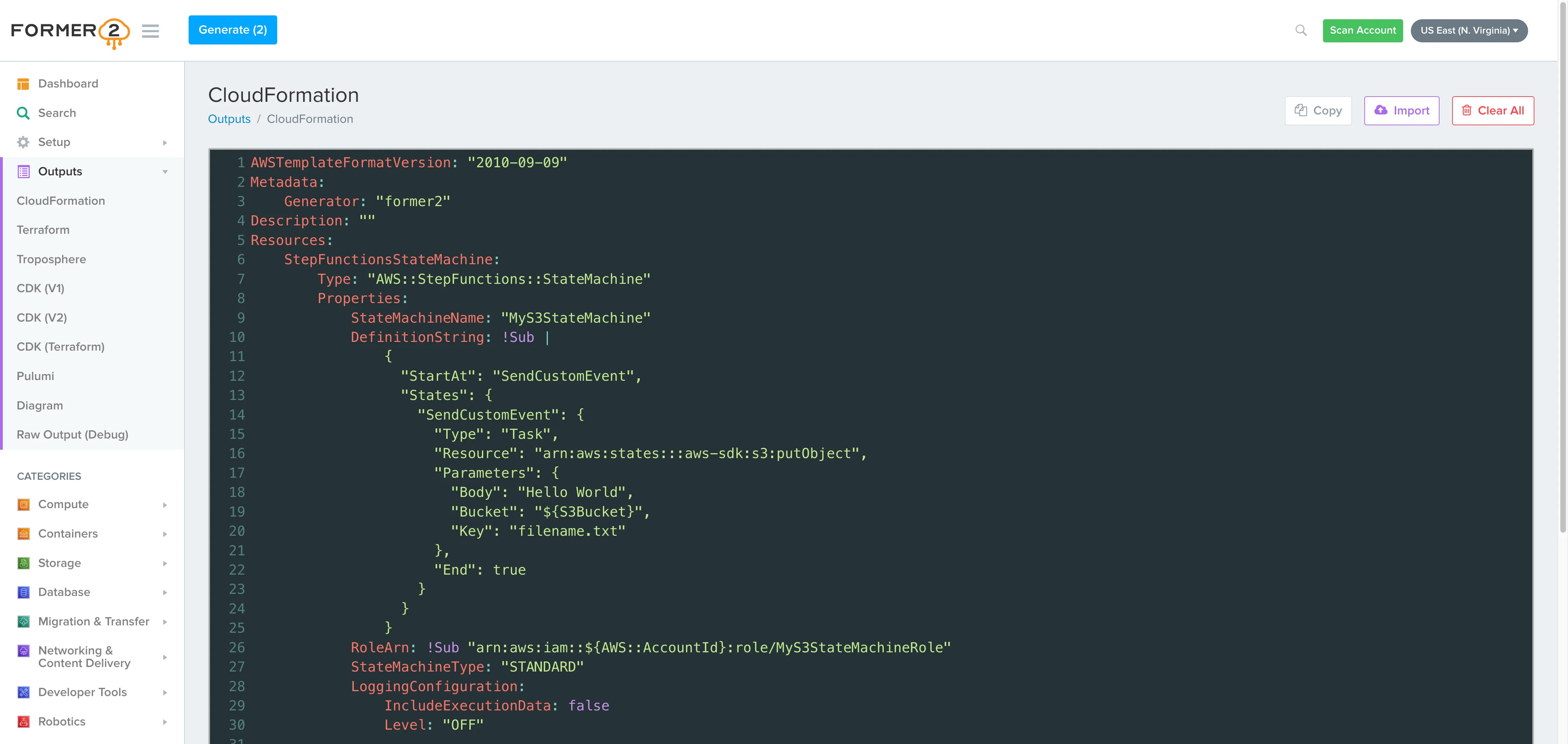 Generated CloudFormation template
