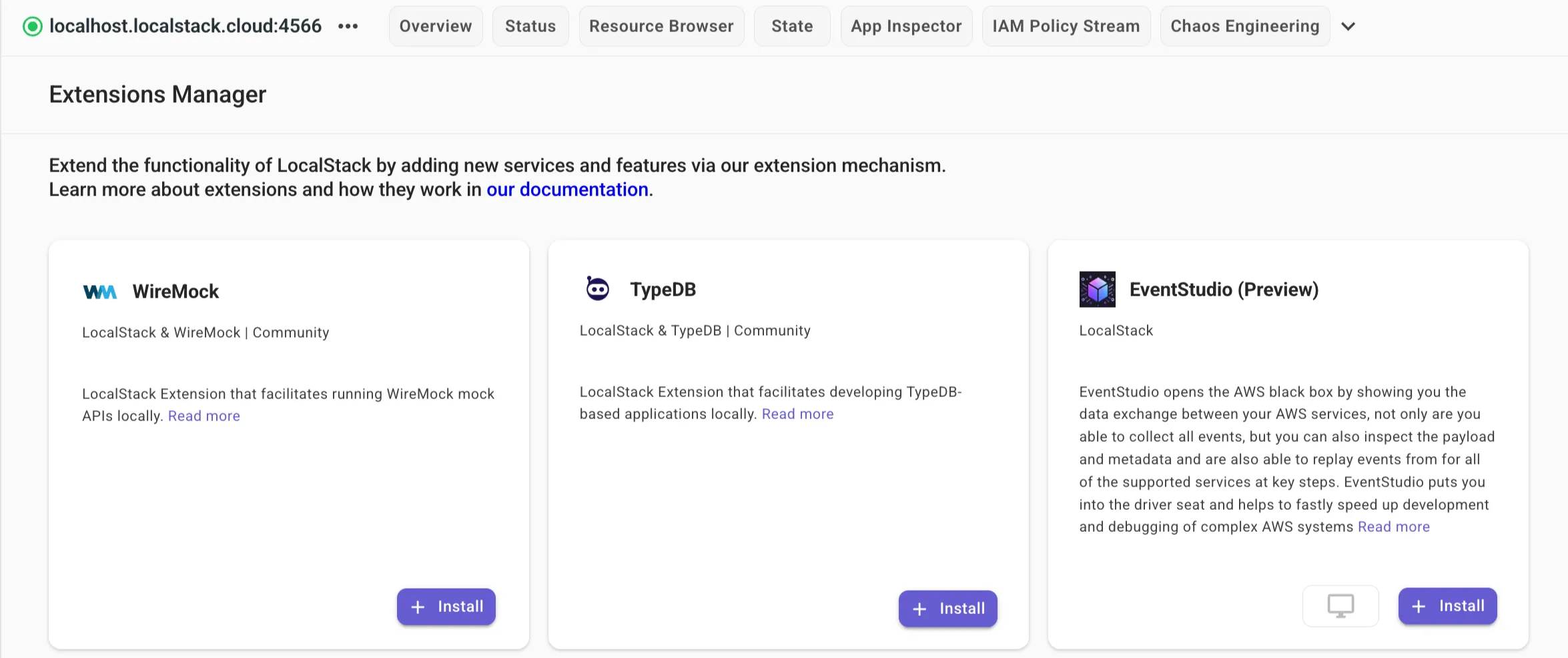 Install WireMock extension on LocalStack Web Application