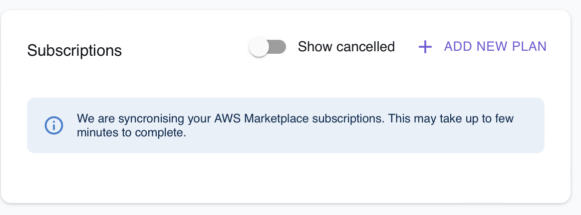 Image of LocalStack Web Application showing a box which mentions that the synchronization is in progress and may take a few minutes