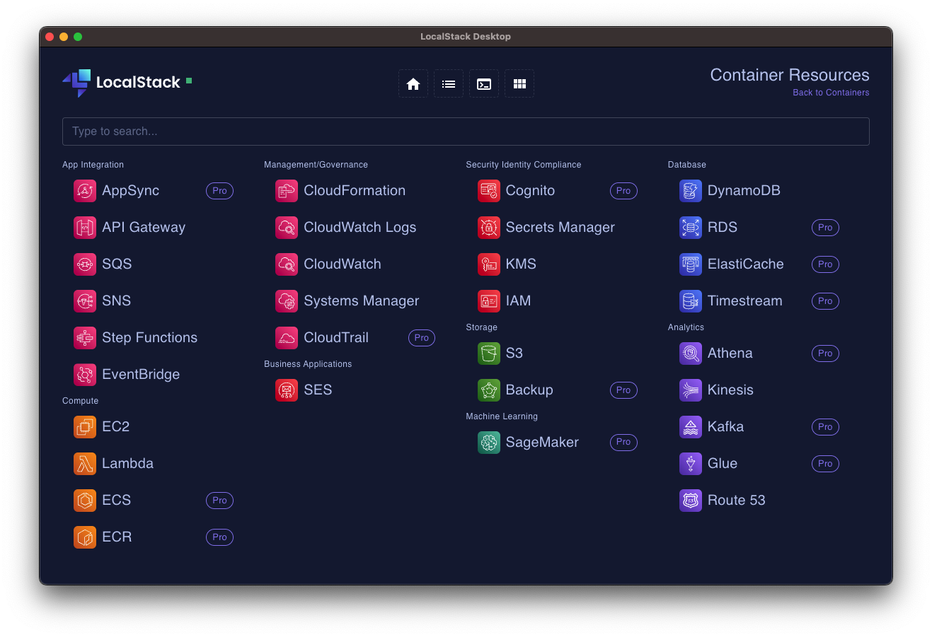 Image of LocalStack Desktop Application showcasing the local AWS Resource Browsers