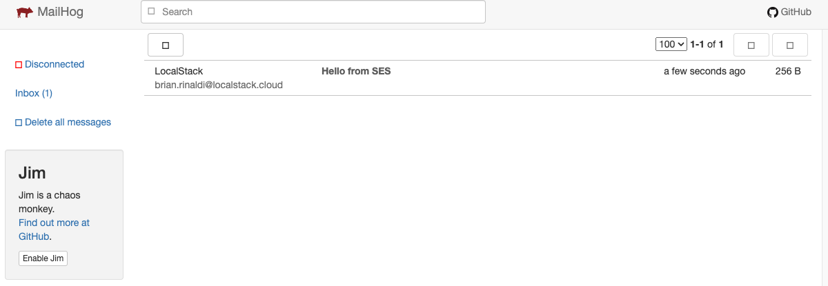 Previewing sent emails using the MailHog Extension in LocalStack