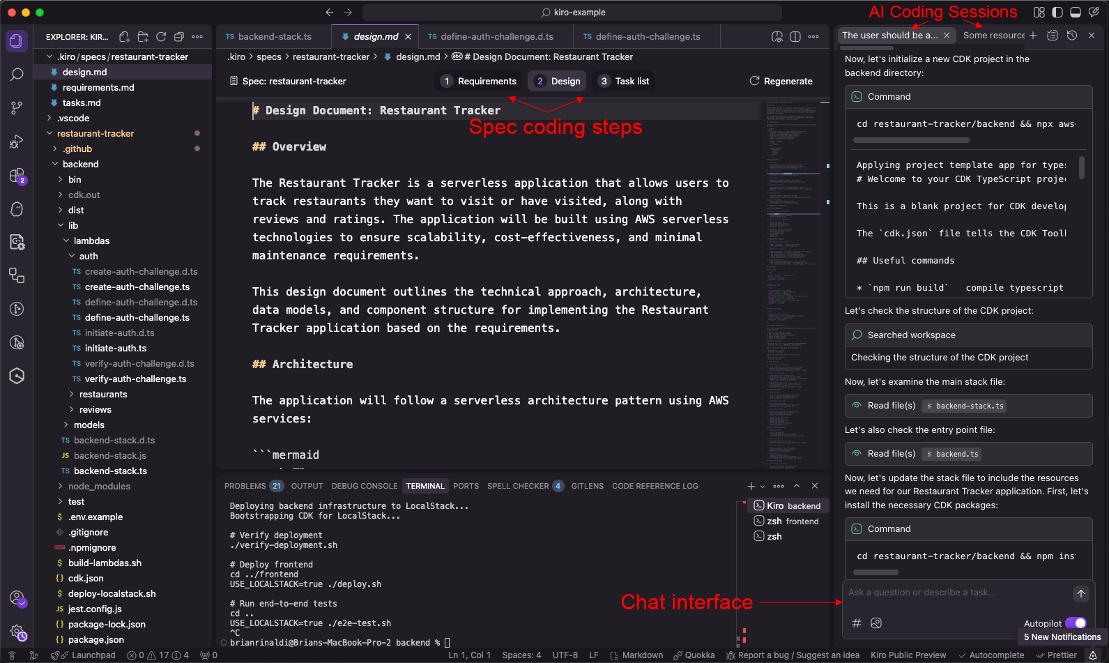 the Kiro interface looks very similar to VSCode with GitHub Copilot
