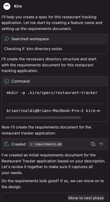 completing the planning phase of spec coding